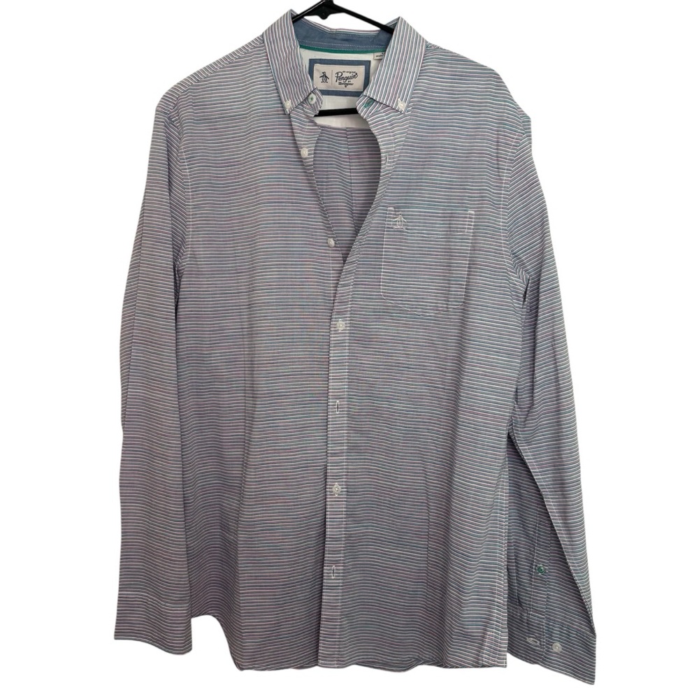 Original Penguin Blue and White Striped Casual Shirt